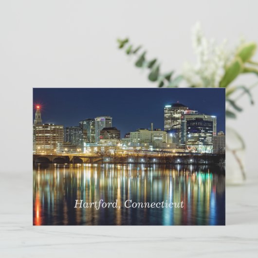 Cartes Pour Fêtes Annuelles Hartford, Connecticut photo cityscape marquée (Debout devant)