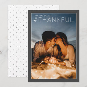 Cartes Pour Fêtes Annuelles Hashtag #REMERCIEMENTS Charbon Blanc Vertical