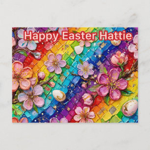 Cartes Pour Fêtes Annuelles HATTIE ~ JOYEUSES PÂQUES Mosaïque florale d'œufs ~