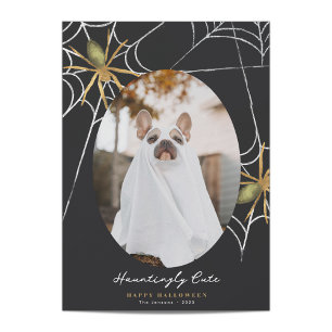 Cartes Pour Fêtes Annuelles Hauntingly mignon Hallloween Photo Grey