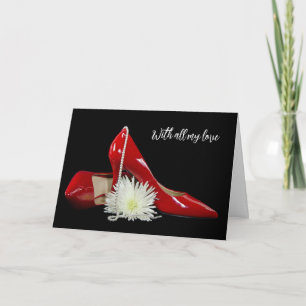 Cartes Pour Fêtes Annuelles Haut talons et perles de Saint-Valentin rouge