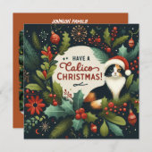 Cartes Pour Fêtes Annuelles Have a Calico Chritmas Wreath (Devant / Derrière)