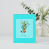 Cartes Pour Fêtes Annuelles Hawaiian Pineappa Aqua Christmas Merci Notes (Debout devant)