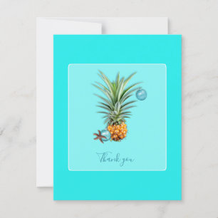 Cartes Pour Fêtes Annuelles Hawaiian Pineappa Aqua Christmas Merci Notes