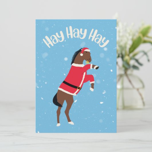 Cartes Pour Fêtes Annuelles Hay hay hay Père Noël cheval drôle Noël (Debout devant)