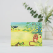 Cartes Pour Fêtes Annuelles Hazel Dormouse Manger Fraise Sauvage (Debout devant)