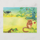Cartes Pour Fêtes Annuelles Hazel Dormouse Manger Fraise Sauvage (Devant)