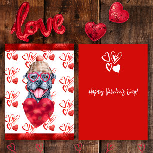 Cartes Pour Fêtes Annuelles Heart Grey Pitbull Amoureux des chiens Valentine C