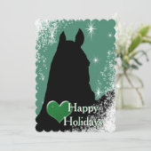 Cartes Pour Fêtes Annuelles Heart Horses I Vacances (vert) (Debout devant)