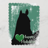 Cartes Pour Fêtes Annuelles Heart Horses I Vacances (vert) (Devant / Derrière)