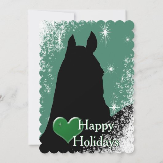 Cartes Pour Fêtes Annuelles Heart Horses I Vacances (vert) (Devant)