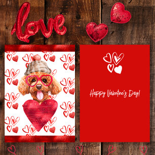 Cartes Pour Fêtes Annuelles Heart Poodle Amoureux des chiens Valentine Cadeau