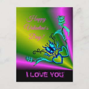 Cartes Pour Fêtes Annuelles Heart with Flower and Butterfly