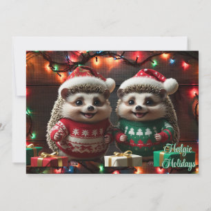 Cartes Pour Fêtes Annuelles Hedgie Vacances Hérissons en Pulls Personnalisés