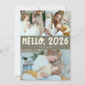 Cartes Pour Fêtes Annuelles Hello 2026 Typography Sage Green Photo (Devant)