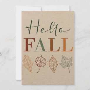Cartes Pour Fêtes Annuelles "Hello Fall" Feuille rustique moderne et coloré
