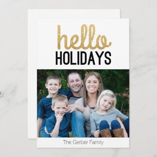 Cartes Pour Fêtes Annuelles Hello Holidays - Photo Christmas Card (Devant / Derrière)