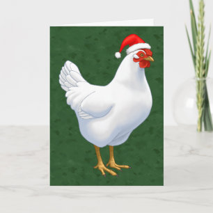 Cartes Pour Fêtes Annuelles Hen blanc à Santa Hat Joyeux Noël