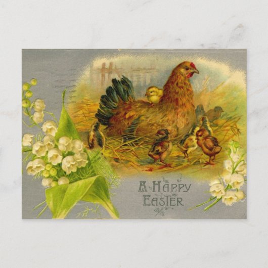 Cartes Pour Fêtes Annuelles Hen de Pâques vintage (Devant)
