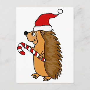 Cartes Pour Fêtes Annuelles Hérisson amusant à Santa Hat Art de Noël