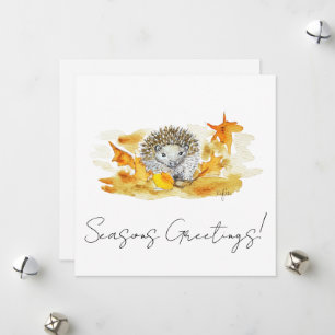 Cartes Pour Fêtes Annuelles Hérisson Dans Feuilles D'automne