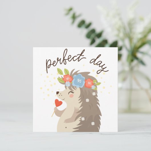 Cartes Pour Fêtes Annuelles Hérisson de jour parfait (Debout devant)