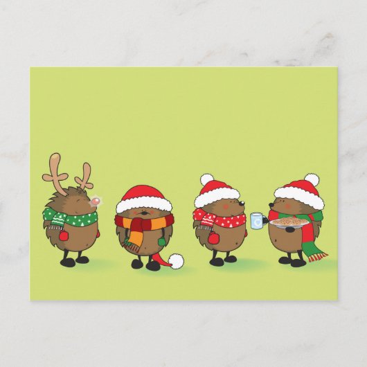Cartes Pour Fêtes Annuelles Hérisson de Noël (Devant)