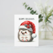 Cartes Pour Fêtes Annuelles Hérisson de Noël festif ajouter le message (Debout devant)