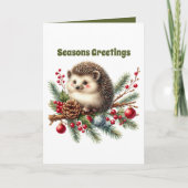 Cartes Pour Fêtes Annuelles Hérisson de Noël festif personnalisable (Devant)