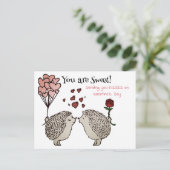 Cartes Pour Fêtes Annuelles Hérisson embrasser l'amour de Valentine (Debout devant)