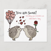 Cartes Pour Fêtes Annuelles Hérisson embrasser l'amour de Valentine (Devant)