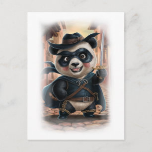 Cartes Pour Fêtes Annuelles Héros de film de Panda drôle sur un fond blanc
