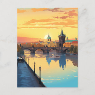 Cartes Pour Fêtes Annuelles Heure d'or au pont Charles