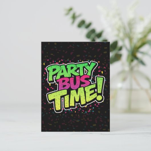 Cartes Pour Fêtes Annuelles Heure du bus de fête ! Fun Celebration (Debout devant)