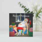 Cartes Pour Fêtes Annuelles Heure du café du Père Noël (Debout devant)