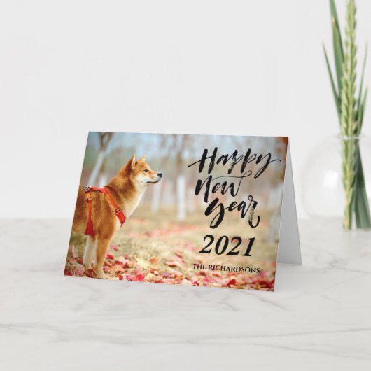 Cartes Pour Fêtes Annuelles HEUREUSE NOUVELLE ANNÉE 2021 | Script moderne phot (Devant)