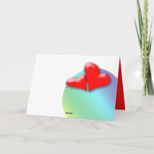 Cartes Pour Fêtes Annuelles Heureuse Sainte-Valentin 2 Red Hearts Salutation (Dos)