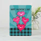Cartes Pour Fêtes Annuelles HEUREUSE SAINTE-VALENTIN ! Aqua, Plaid de buffle n (Debout devant)