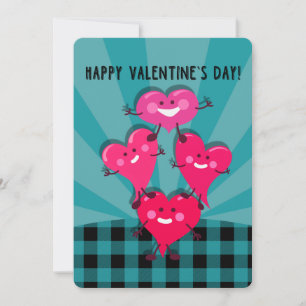 Cartes Pour Fêtes Annuelles HEUREUSE SAINTE-VALENTIN ! Aqua, Plaid de buffle n