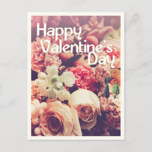Cartes Pour Fêtes Annuelles Heureuse Sainte-Valentin avec Bouquet de fleurs Vi (Devant)