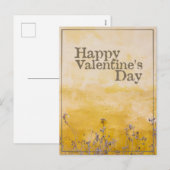 Cartes Pour Fêtes Annuelles Heureuse Sainte-Valentin avec prairie à fleurs Vin (Devant / Derrière)