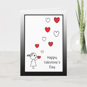 Cartes Pour Fêtes Annuelles Heureuse Sainte-Valentin Card Girl Throwing Hearts