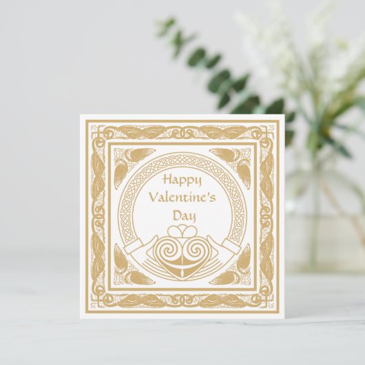 Cartes Pour Fêtes Annuelles Heureuse Sainte-Valentin celte avec Irish Claddagh (Debout devant)
