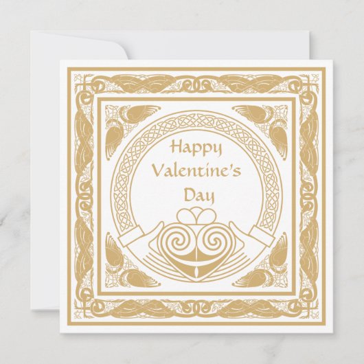 Cartes Pour Fêtes Annuelles Heureuse Sainte-Valentin celte avec Irish Claddagh (Devant)