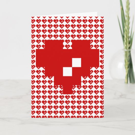 Cartes Pour Fêtes Annuelles Heureuse Sainte-Valentin / Coeur Pixel 8 bits Amou (Devant)