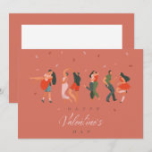 Cartes Pour Fêtes Annuelles "Heureuse Sainte-Valentin" Couple romantique moder (Devant / Derrière)