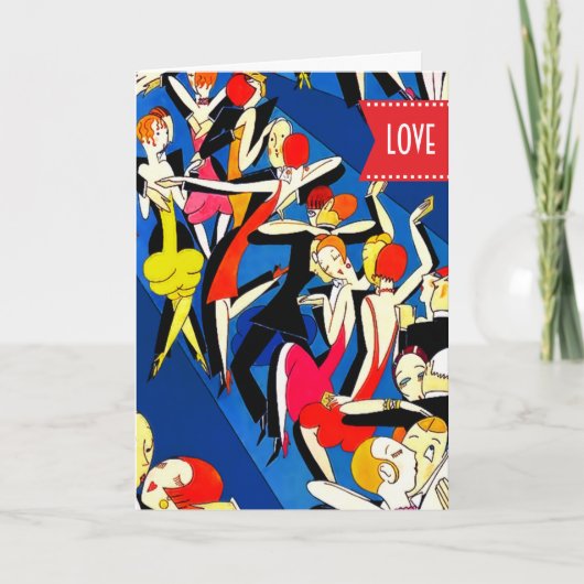 Cartes Pour Fêtes Annuelles Heureuse Sainte-Valentin. Couples dansants Art Déc (Devant)