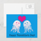 Cartes Pour Fêtes Annuelles Heureuse Sainte-Valentin d'amour de méduse (Devant / Derrière)