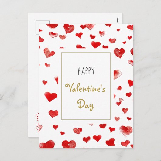 Cartes Pour Fêtes Annuelles Heureuse Sainte-Valentin des Coeurs à main mignonn (Devant / Derrière)