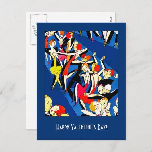 Cartes Pour Fêtes Annuelles Heureuse Sainte-Valentin. Design Art déco (Devant / Derrière)